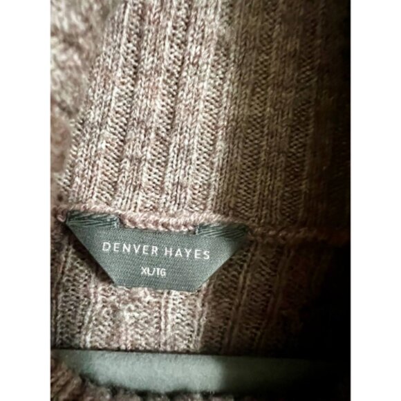 Denver Hayes Cable Knit Sweater | XL | Cowl Neck with Button Detail - Picture 5 of 6
